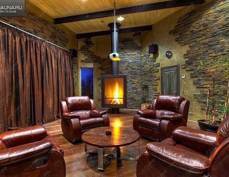 Сауна Relax Fab, в Москве, 2-я лыковская улица | зона отдыха с камином | 101sauna.ru