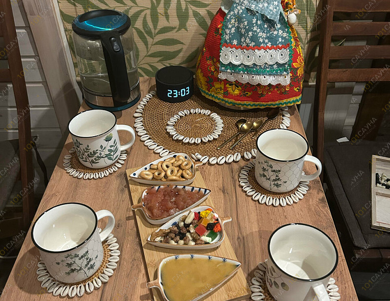 Баня Баня Форест, в Санкт-Петербурге, Приозерский р-н, дер. Борисово, ул. Дачная, 88 | Чайный стол — угощения для гостей после парной | 101sauna.ru