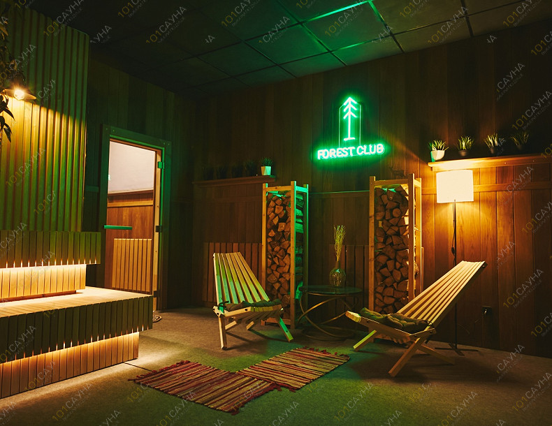 Баня Форест Клаб, в Санкт-Петербурге, к.п. Рублёво, 1, Всеволожский район | Зона отдыха с шезлонгами — Форест Клаб | 101sauna.ru